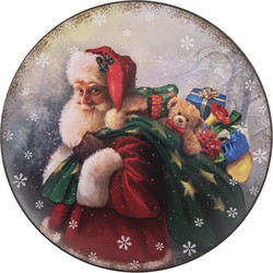 Onderbord Ø 33 Cm Meerkleurig Kunststof Rond Kerstman Kerstbord Kaarsenbord Meerkleurig Kerstbord