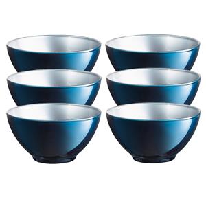 Luminarc Doosje Met 6x Stuks Flashy Keuken Schaaltjes 50 Cl Blauw/zilver erveerschalen