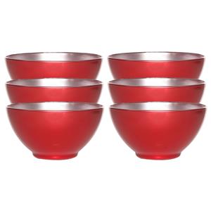 Luminarc Doosje Met 6x Stuks Flashy Keuken Schaaltjes 50 Cl Rood/zilver erveerschalen