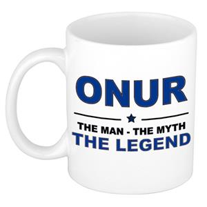 Bellatio Naam cadeau Onur - The man, The myth the legend koffie mok / beker 300 ml - naam/namen mokken - Cadeau voor o.a verjaardag/ vaderdag/ pensioen/ geslaagd/ bedankt