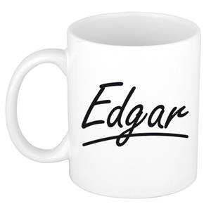 Bellatio Edgar naam cadeau mok / beker met sierlijke letters - Cadeau collega/ vaderdag/ verjaardag of persoonlijke voornaam mok werknemers