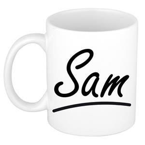 Bellatio Sam naam cadeau mok / beker met sierlijke letters - Cadeau collega/ vaderdag/ verjaardag of persoonlijke voornaam mok werknemers
