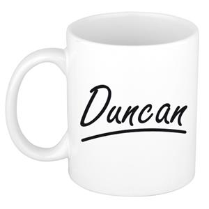 Bellatio Duncan naam cadeau mok / beker met sierlijke letters - Cadeau collega/ vaderdag/ verjaardag of persoonlijke voornaam mok werknemers