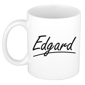Bellatio Edgard naam cadeau mok / beker met sierlijke letters - Cadeau collega/ vaderdag/ verjaardag of persoonlijke voornaam mok werknemers