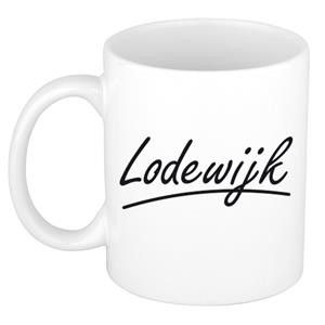 Bellatio Lodewijk naam cadeau mok / beker met sierlijke letters - Cadeau collega/ vaderdag/ verjaardag of persoonlijke voornaam mok werknemers