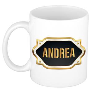 Bellatio Andrea naam cadeau mok / beker met gouden embleem - kado verjaardag/ moeder/ pensioen/ geslaagd/ bedankt