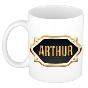 Bellatio Arthur naam cadeau mok / beker met gouden embleem - kado verjaardag/ vaderdag/ pensioen/ geslaagd/ bedankt