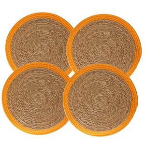 Secret De Gourmet Set van 4x stuks placemats zeegras geel - 39 cm - Tafel onderleggers