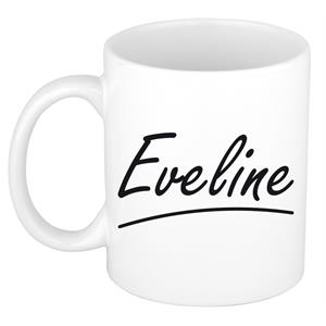Bellatio Eveline naam cadeau mok / beker sierlijke letters - Cadeau collega/ moederdag/ verjaardag of persoonlijke voornaam mok werknemers