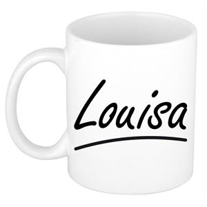 Bellatio Louisa naam cadeau mok / beker sierlijke letters - Cadeau collega/ moederdag/ verjaardag of persoonlijke voornaam mok werknemers