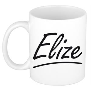 Bellatio Elize naam cadeau mok / beker sierlijke letters - Cadeau collega/ moederdag/ verjaardag of persoonlijke voornaam mok werknemers
