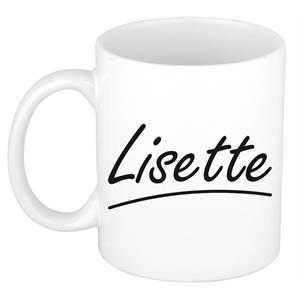 Bellatio Lisette naam cadeau mok / beker sierlijke letters - Cadeau collega/ moederdag/ verjaardag of persoonlijke voornaam mok werknemers