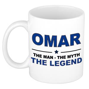 Bellatio Naam cadeau Omar - The man, The myth the legend koffie mok / beker 300 ml - naam/namen mokken - Cadeau voor o.a verjaardag/ vaderdag/ pensioen/ geslaagd/ bedankt