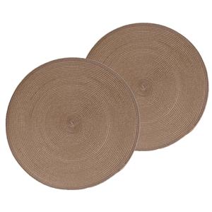 Secret De Gourmet Set van 4x stuks placemats taupe - gevlochten kunststof - 38 cm - Onderleggers