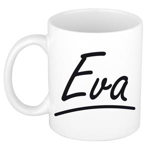 Bellatio Eva naam cadeau mok / beker sierlijke letters - Cadeau collega/ moederdag/ verjaardag of persoonlijke voornaam mok werknemers