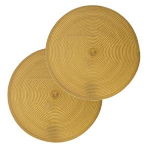 Secret De Gourmet Set van 4x stuks placemats geel - gevlochten kunststof - 38 cm - Onderleggers