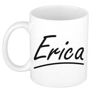 Bellatio Erica naam cadeau mok / beker sierlijke letters - Cadeau collega/ moederdag/ verjaardag of persoonlijke voornaam mok werknemers