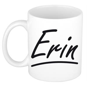Bellatio Erin naam cadeau mok / beker sierlijke letters - Cadeau collega/ moederdag/ verjaardag of persoonlijke voornaam mok werknemers