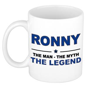Bellatio Naam cadeau Ronny - The man, The myth the legend koffie mok / beker 300 ml - naam/namen mokken - Cadeau voor o.a verjaardag/ vaderdag/ pensioen/ geslaagd/ bedankt