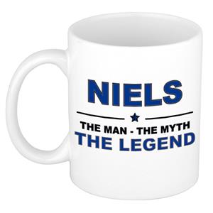 Bellatio Naam cadeau Niels - The man, The myth the legend koffie mok / beker 300 ml - naam/namen mokken - Cadeau voor o.a verjaardag/ vaderdag/ pensioen/ geslaagd/ bedankt