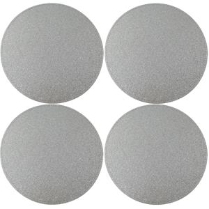 Bellatio 4x Ronde placemats/onderleggers zilver met glitters 33 cm - Tafeldecoratie