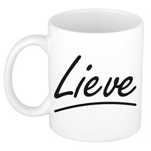 Bellatio Lieve naam cadeau mok / beker sierlijke letters - Cadeau collega/ moederdag/ verjaardag of persoonlijke voornaam mok werknemers