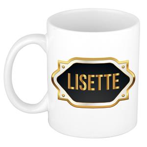 Bellatio Lisette naam cadeau mok / beker met gouden embleem - kado verjaardag/ moeder/ pensioen/ geslaagd/ bedankt