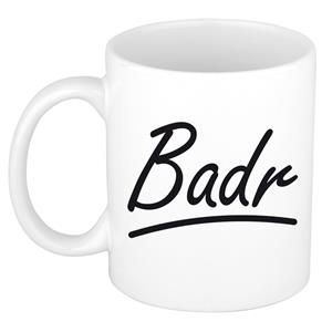 Bellatio Badr naam cadeau mok / beker met sierlijke letters - Cadeau collega/ vaderdag/ verjaardag of persoonlijke voornaam mok werknemers