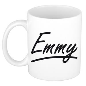 Bellatio Emmy naam cadeau mok / beker sierlijke letters - Cadeau collega/ moederdag/ verjaardag of persoonlijke voornaam mok werknemers