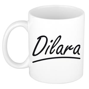 Bellatio Dilara naam cadeau mok / beker sierlijke letters - Cadeau collega/ moederdag/ verjaardag of persoonlijke voornaam mok werknemers