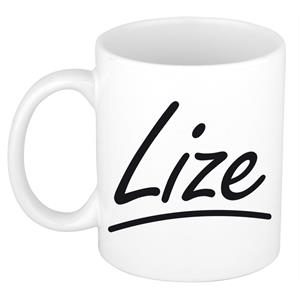 Bellatio Lize naam cadeau mok / beker sierlijke letters - Cadeau collega/ moederdag/ verjaardag of persoonlijke voornaam mok werknemers