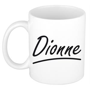 Bellatio Dionne naam cadeau mok / beker sierlijke letters - Cadeau collega/ moederdag/ verjaardag of persoonlijke voornaam mok werknemers