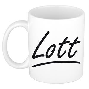 Bellatio Lott naam cadeau mok / beker sierlijke letters - Cadeau collega/ moederdag/ verjaardag of persoonlijke voornaam mok werknemers