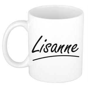 Bellatio Lisanne naam cadeau mok / beker sierlijke letters - Cadeau collega/ moederdag/ verjaardag of persoonlijke voornaam mok werknemers