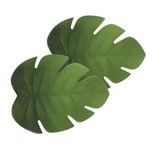 Secret de Gourmet Set van 4x stuks placemats blad groen vinyl 47 x cm -