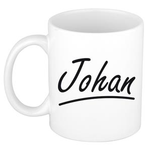 Bellatio Johan naam cadeau mok / beker met sierlijke letters - Cadeau collega/ vaderdag/ verjaardag of persoonlijke voornaam mok werknemers