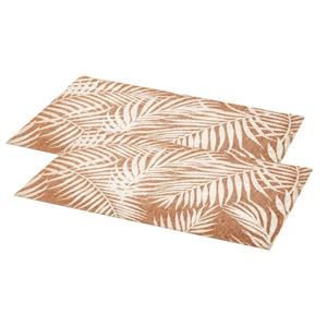 Secret De Gourmet Set van 4x stuks rechthoekige placemats Palm wit - linnen mix - 45 x 30 cm - Onderleggers