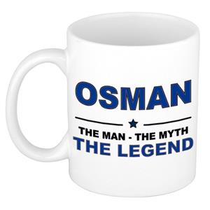 Bellatio Naam cadeau Osman - The man, The myth the legend koffie mok / beker 300 ml - naam/namen mokken - Cadeau voor o.a verjaardag/ vaderdag/ pensioen/ geslaagd/ bedankt