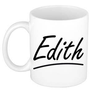 Bellatio Edith naam cadeau mok / beker sierlijke letters - Cadeau collega/ moederdag/ verjaardag of persoonlijke voornaam mok werknemers