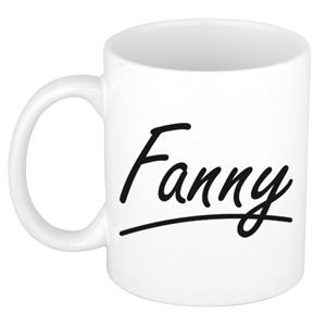 Bellatio Fanny naam cadeau mok / beker sierlijke letters - Cadeau collega/ moederdag/ verjaardag of persoonlijke voornaam mok werknemers