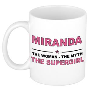 Bellatio Naam cadeau Miranda - The woman, The myth the supergirl koffie mok / beker 300 ml - naam/namen mokken - Cadeau voor o.a verjaardag/ moederdag/ pensioen/ geslaagd/ bedankt