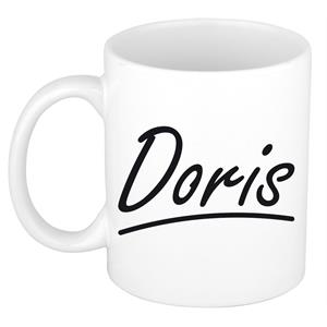 Bellatio Doris naam cadeau mok / beker sierlijke letters - Cadeau collega/ moederdag/ verjaardag of persoonlijke voornaam mok werknemers