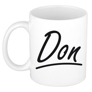 Bellatio Don naam cadeau mok / beker met sierlijke letters - Cadeau collega/ vaderdag/ verjaardag of persoonlijke voornaam mok werknemers