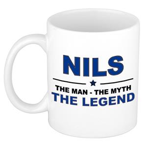 Bellatio Naam cadeau Nils - The man, The myth the legend koffie mok / beker 300 ml - naam/namen mokken - Cadeau voor o.a verjaardag/ vaderdag/ pensioen/ geslaagd/ bedankt