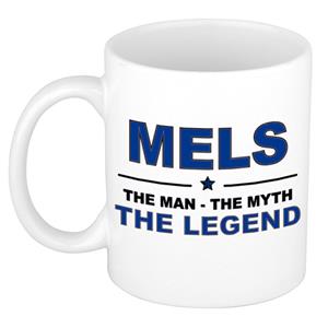 Bellatio Naam cadeau Mels - The man, The myth the legend koffie mok / beker 300 ml - naam/namen mokken - Cadeau voor o.a verjaardag/ vaderdag/ pensioen/ geslaagd/ bedankt