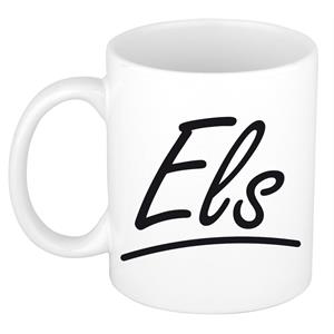Bellatio Els naam cadeau mok / beker sierlijke letters - Cadeau collega/ moederdag/ verjaardag of persoonlijke voornaam mok werknemers