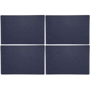 Cepewa 4x stuks rechthoekige placemats met ronde hoeken polyester navy blauw 30 x 45 cm - Placemats/onderleggers - Tafeldecoratie