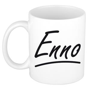 Bellatio Enno naam cadeau mok / beker met sierlijke letters - Cadeau collega/ vaderdag/ verjaardag of persoonlijke voornaam mok werknemers