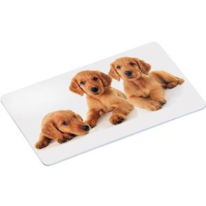 4x Ontbijtbordjes/ontbijtplankjes set puppy print 14 x 24 cm - Ontbijtborden servies - Onbreekbare bordjes voor babys/peuters/kleuters