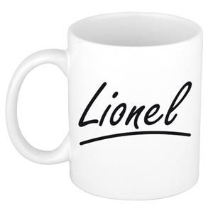 Bellatio Lionel naam cadeau mok / beker met sierlijke letters - Cadeau collega/ vaderdag/ verjaardag of persoonlijke voornaam mok werknemers